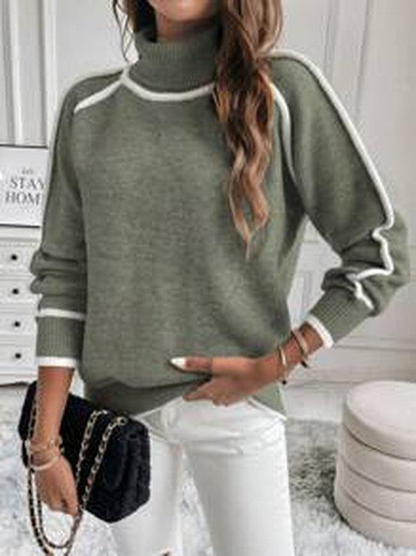 Mia | Maglione a collo alto a righe elegante