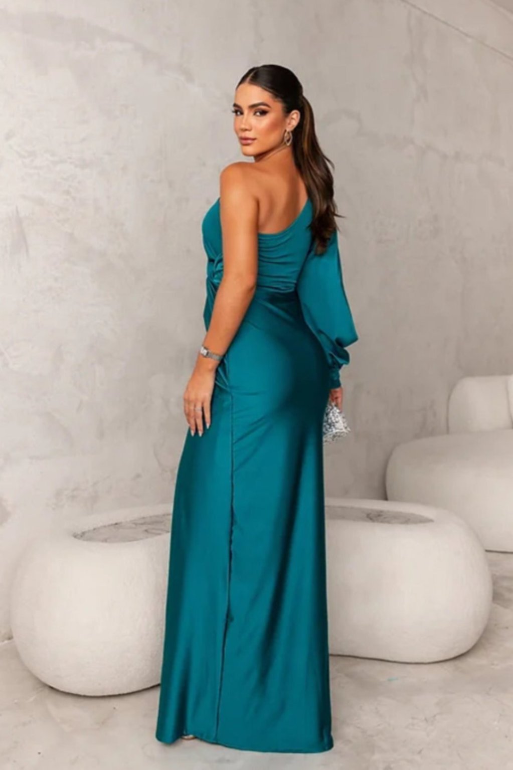 Araceli | Vestito in raso a manica unica