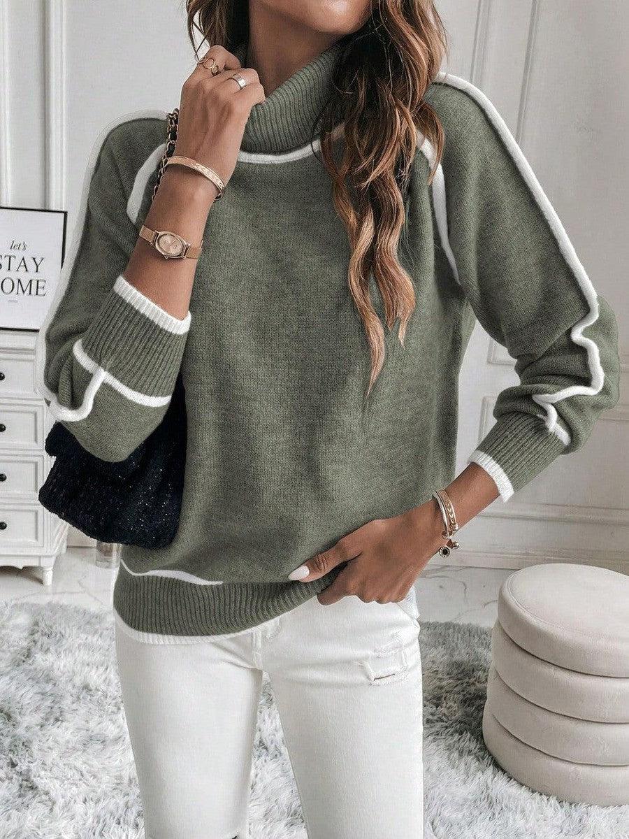 Mia | Maglione a collo alto a righe elegante