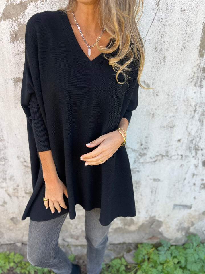 Céline | Giacca in maglia grossa con scollo a V e fodera calda