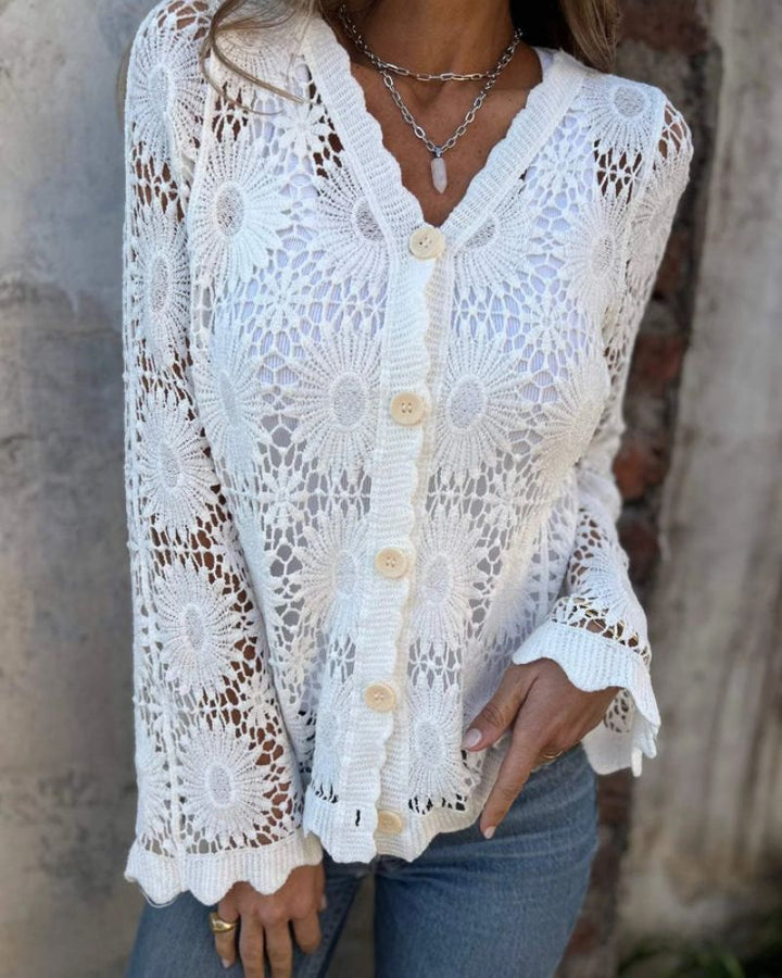 Nalie | Cardigan con bottoni in pizzo all'uncinetto
