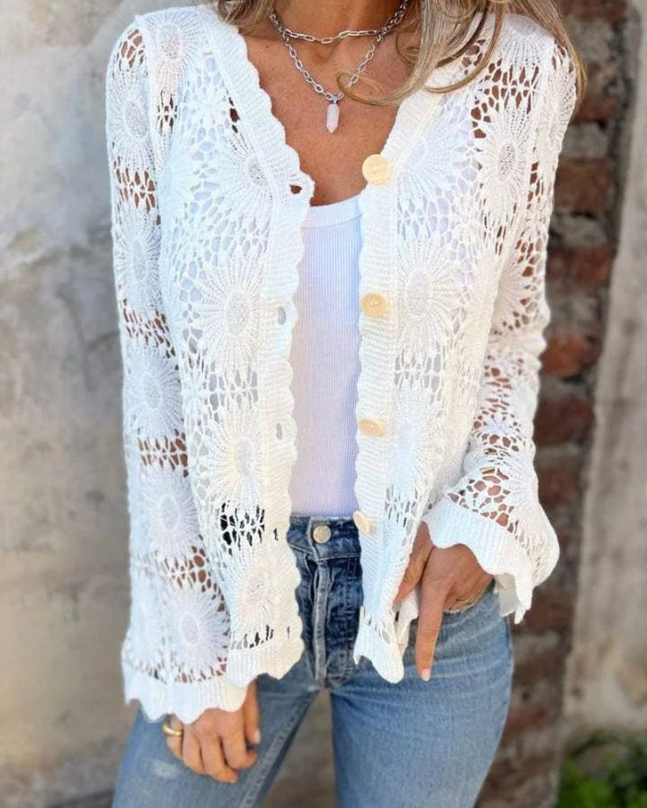 Nalie | Cardigan con bottoni in pizzo all'uncinetto