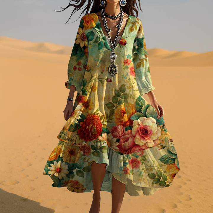 Elena | Abito bohemiano vintage con scollo a V