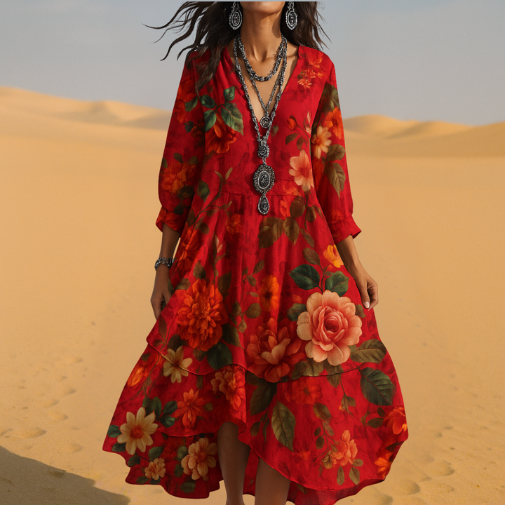 Elena | Abito bohemiano vintage con scollo a V
