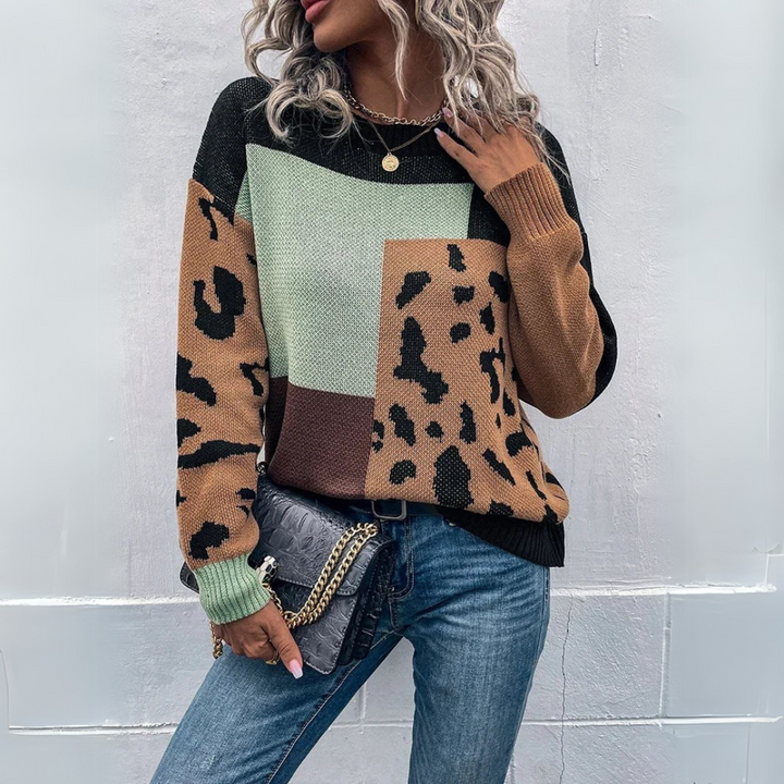 Sara | felpa con cappuccio vintage in patchwork leopardato