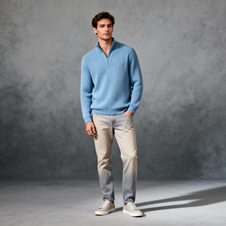 Lysandro | pullover con zip parziale e comfort premium