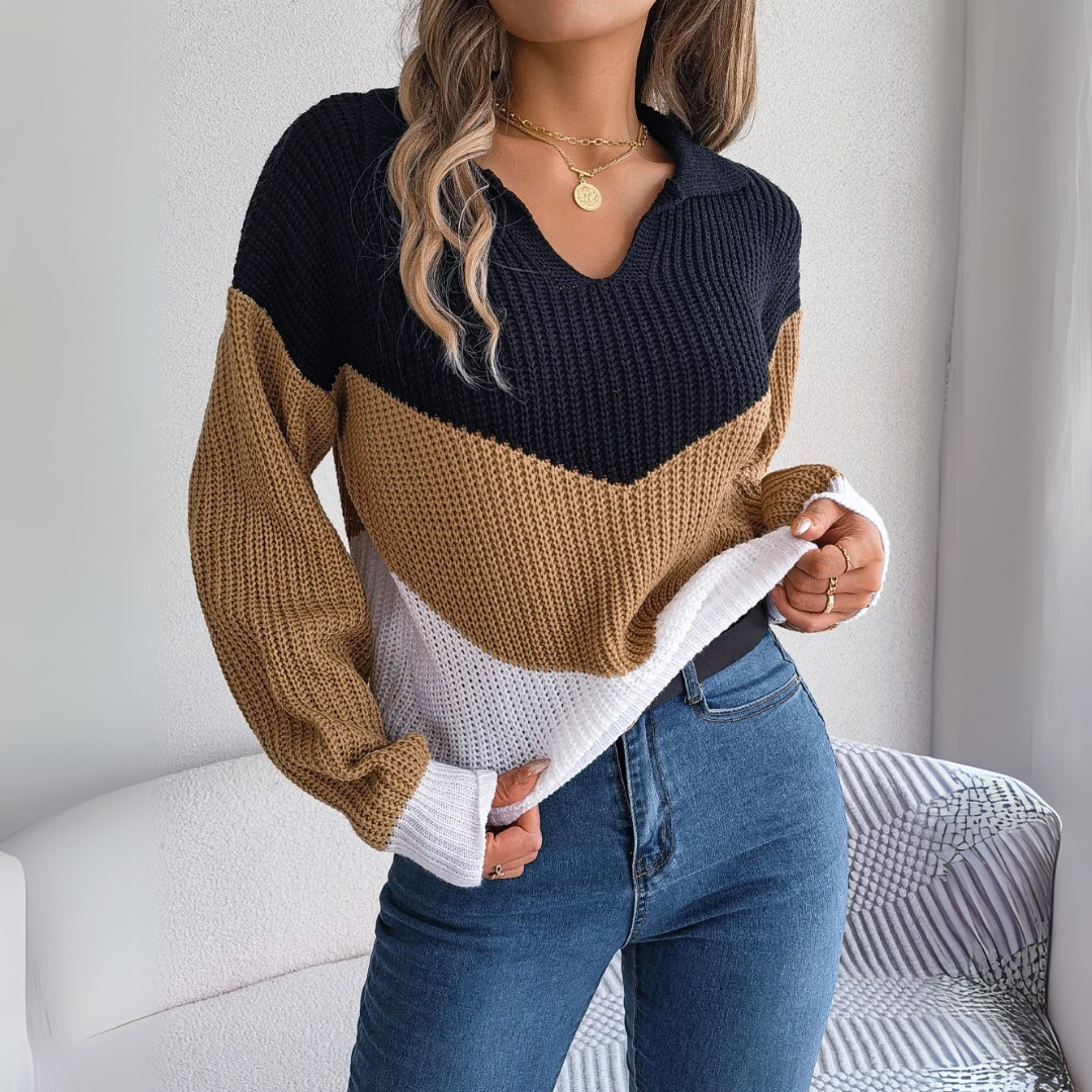 Begoña | Maglione in patchwork con maniche a lanterna