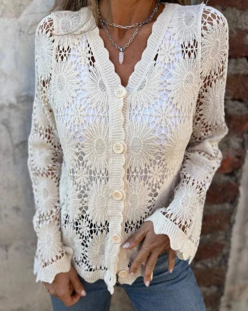 Nalie | Cardigan con bottoni in pizzo all'uncinetto