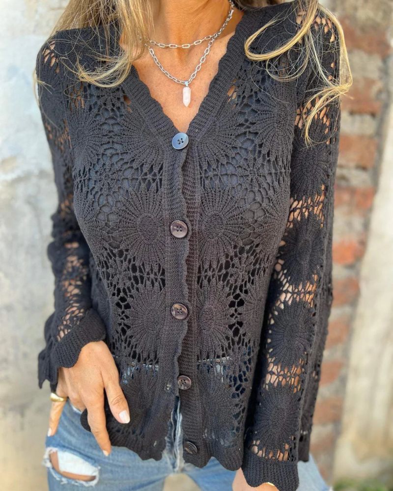 Nalie | Cardigan con bottoni in pizzo all'uncinetto