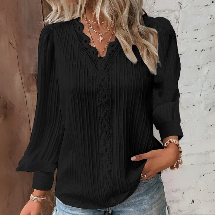 Melinda | Camicetta in mousseline con dettagli in pizzo