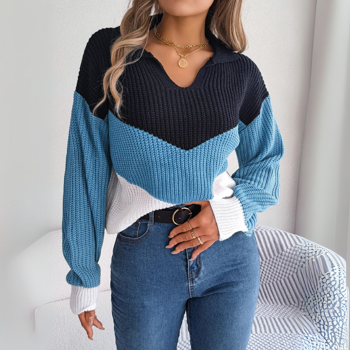 Begoña | Maglione in patchwork con maniche a lanterna