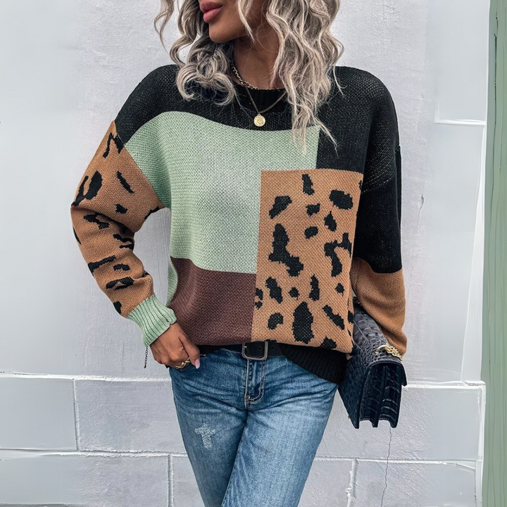Sara | felpa con cappuccio vintage in patchwork leopardato