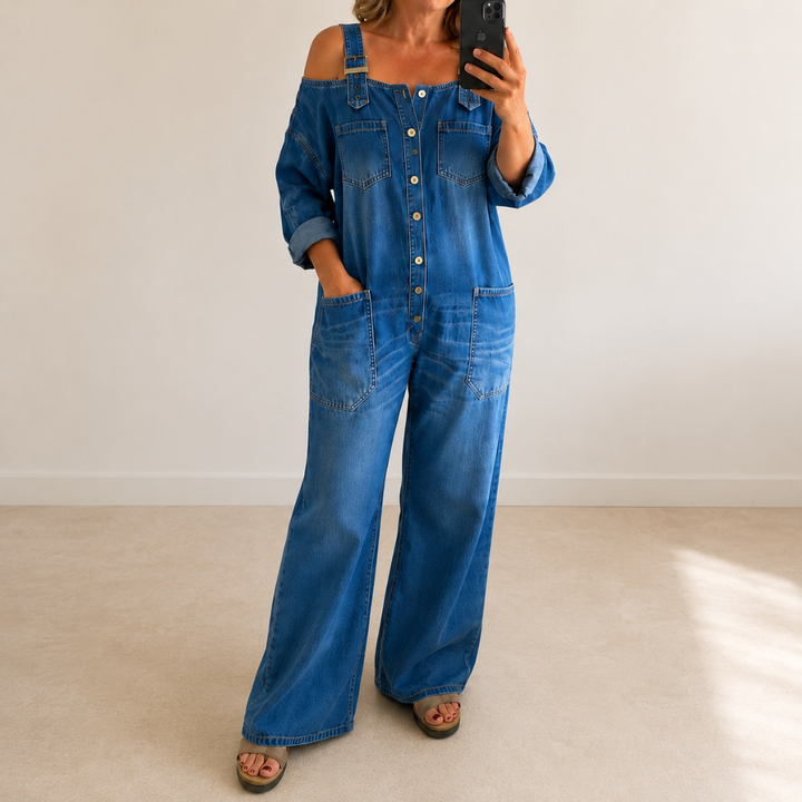 Sophia | Tuta in denim con spalle scoperte