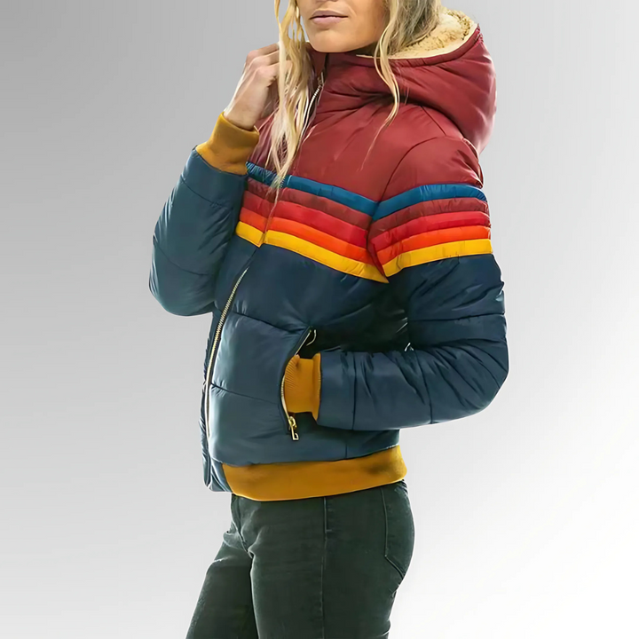 Tessa | Giacca con cerniera e strisce arcobaleno