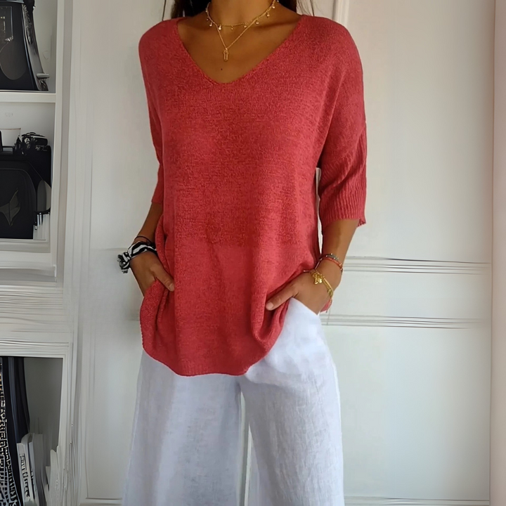 Anna | Top in maglia con scollo a V
