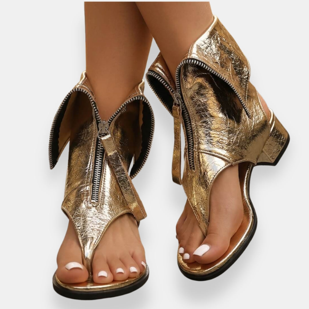 Octavienne | Sandali metallizzati con zip
