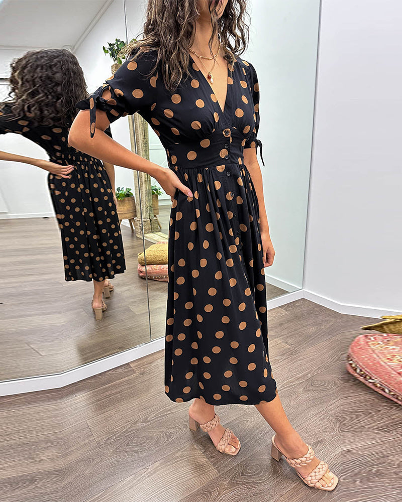 Mina | Abito con scollo a V e righe