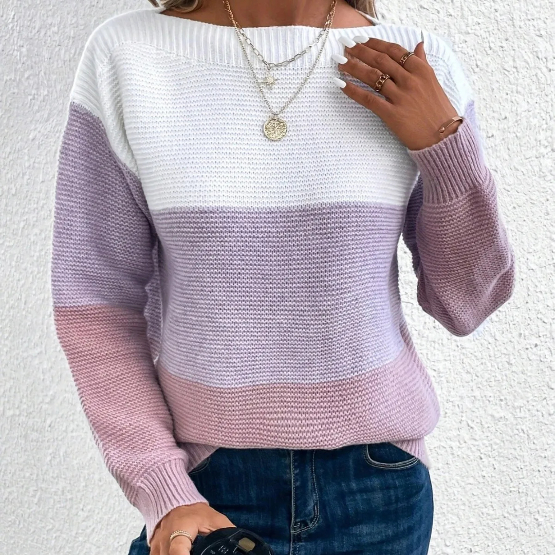 Lourdes | Maglione elegante con patchwork tricolore