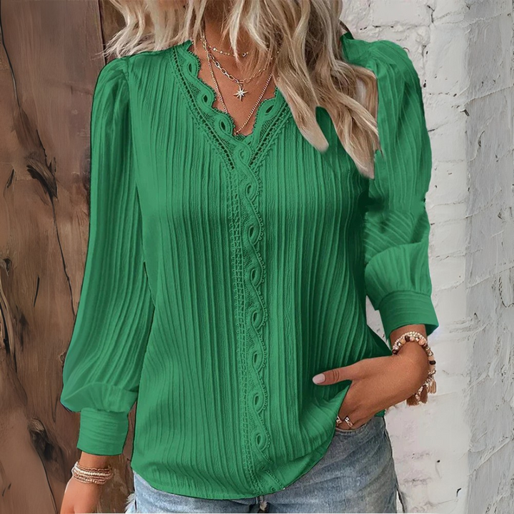 Melinda | Camicetta in mousseline con dettagli in pizzo