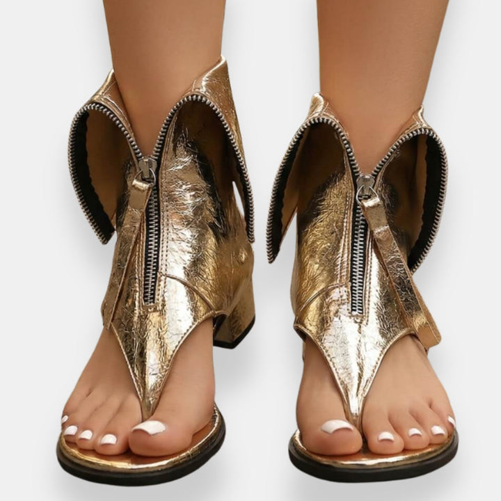 Octavienne | Sandali metallizzati con zip