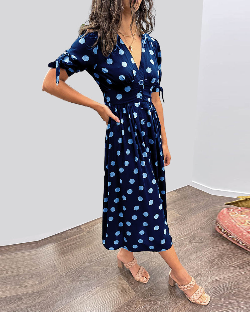 Mina | Abito con scollo a V e righe