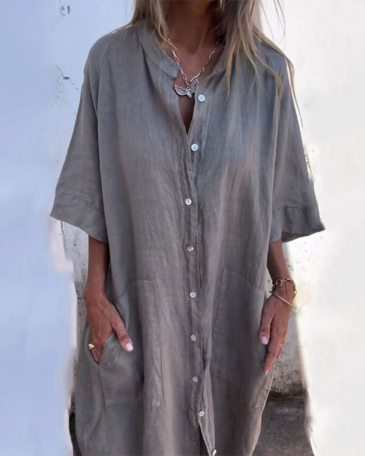 Indhira | Abito chemisier casual in stile Ibiza, di lunghezza semplice