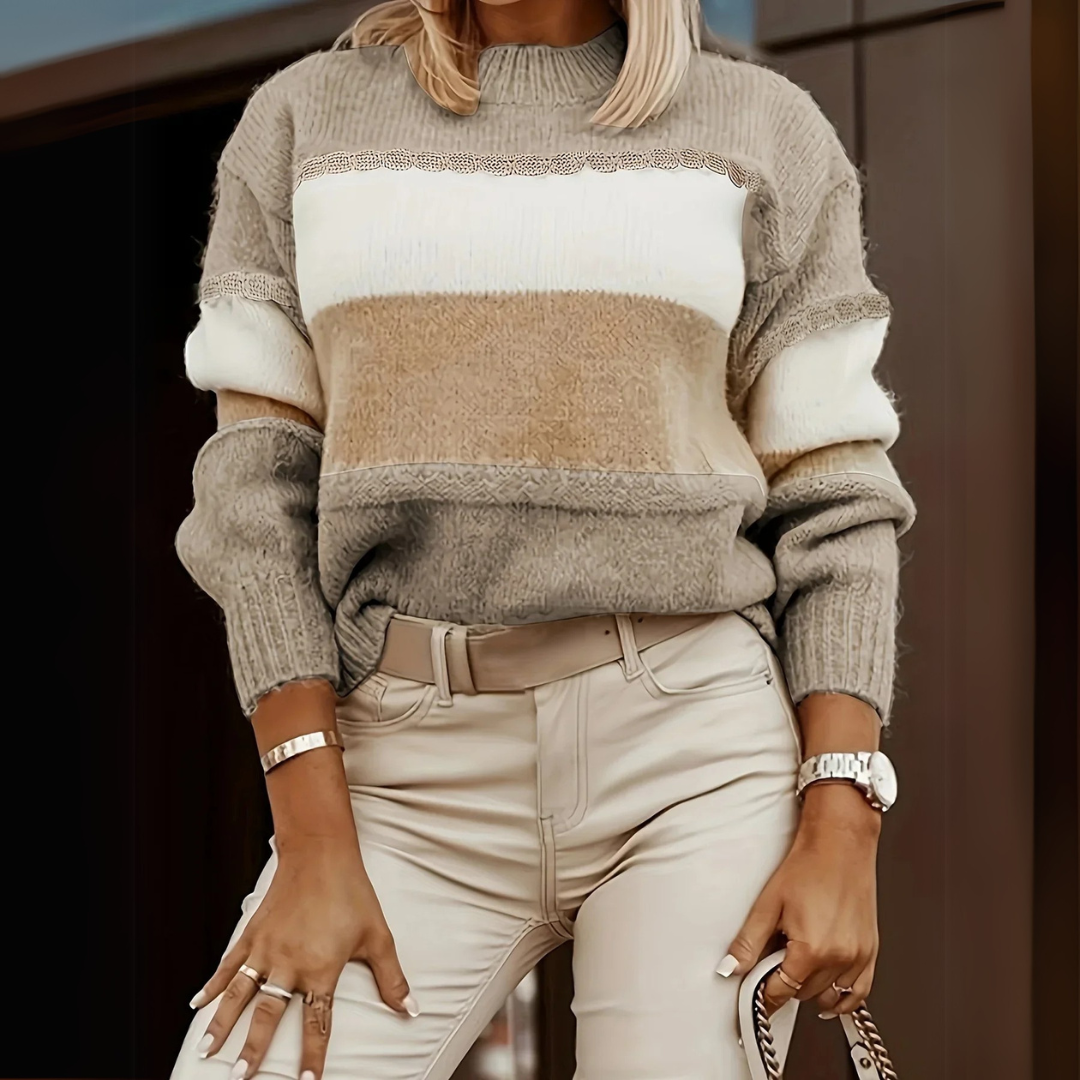 Angela | Felpa a righe a contrasto, casual
