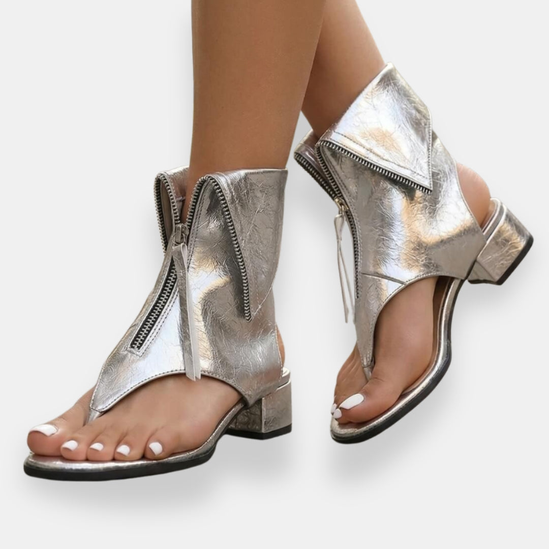 Octavienne | Sandali metallizzati con zip