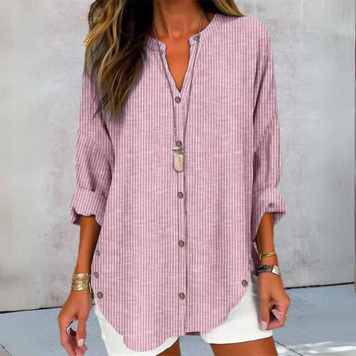 Lucida | Top elegante con scollo a V e motivo a righe intramontabile