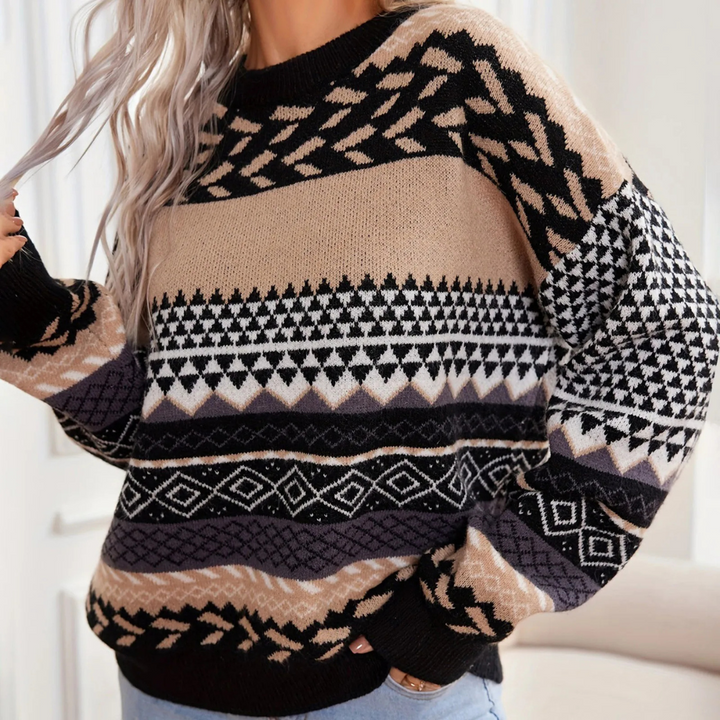 Rocío | Maglione in maglia retrò con contrasto