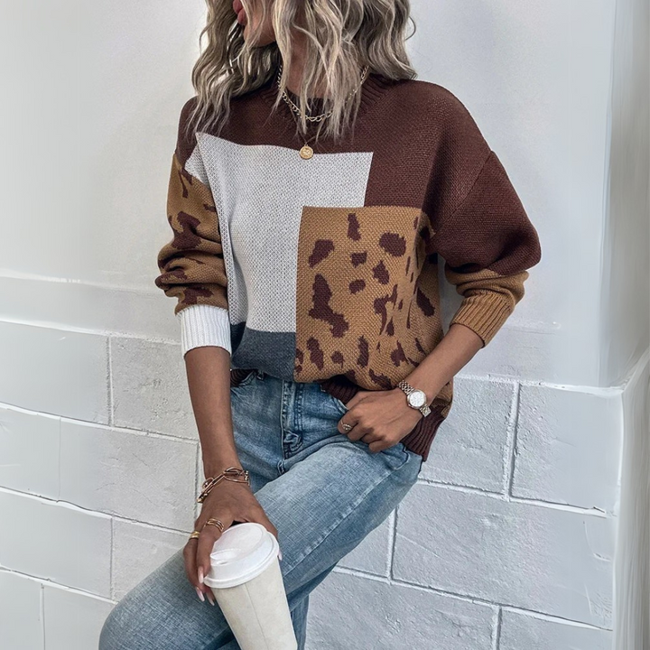 Sara | felpa con cappuccio vintage in patchwork leopardato