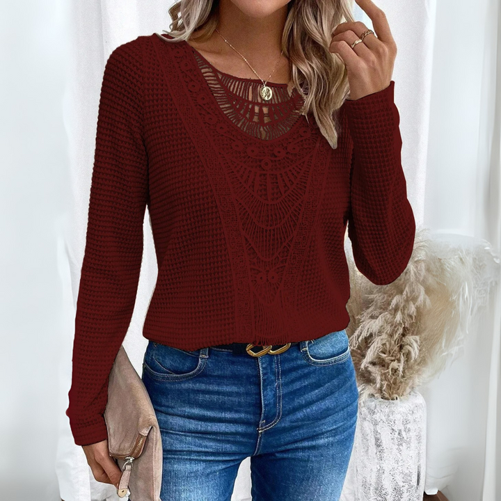 Silvia | Camicia elegante con scollo rotondo e dettagli tagliati