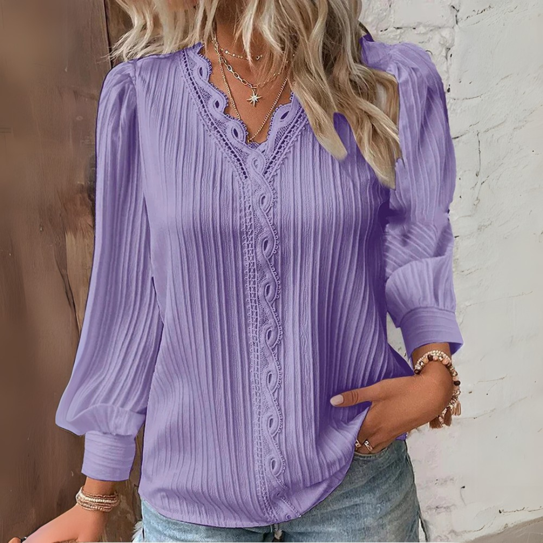 Melinda | Camicetta in mousseline con dettagli in pizzo
