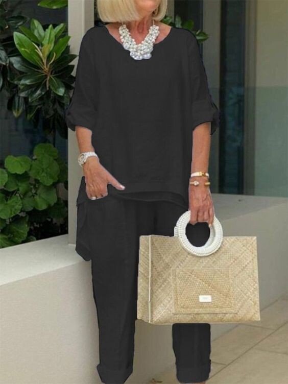 Danni | Set casual a due pezzi con collo rotondo