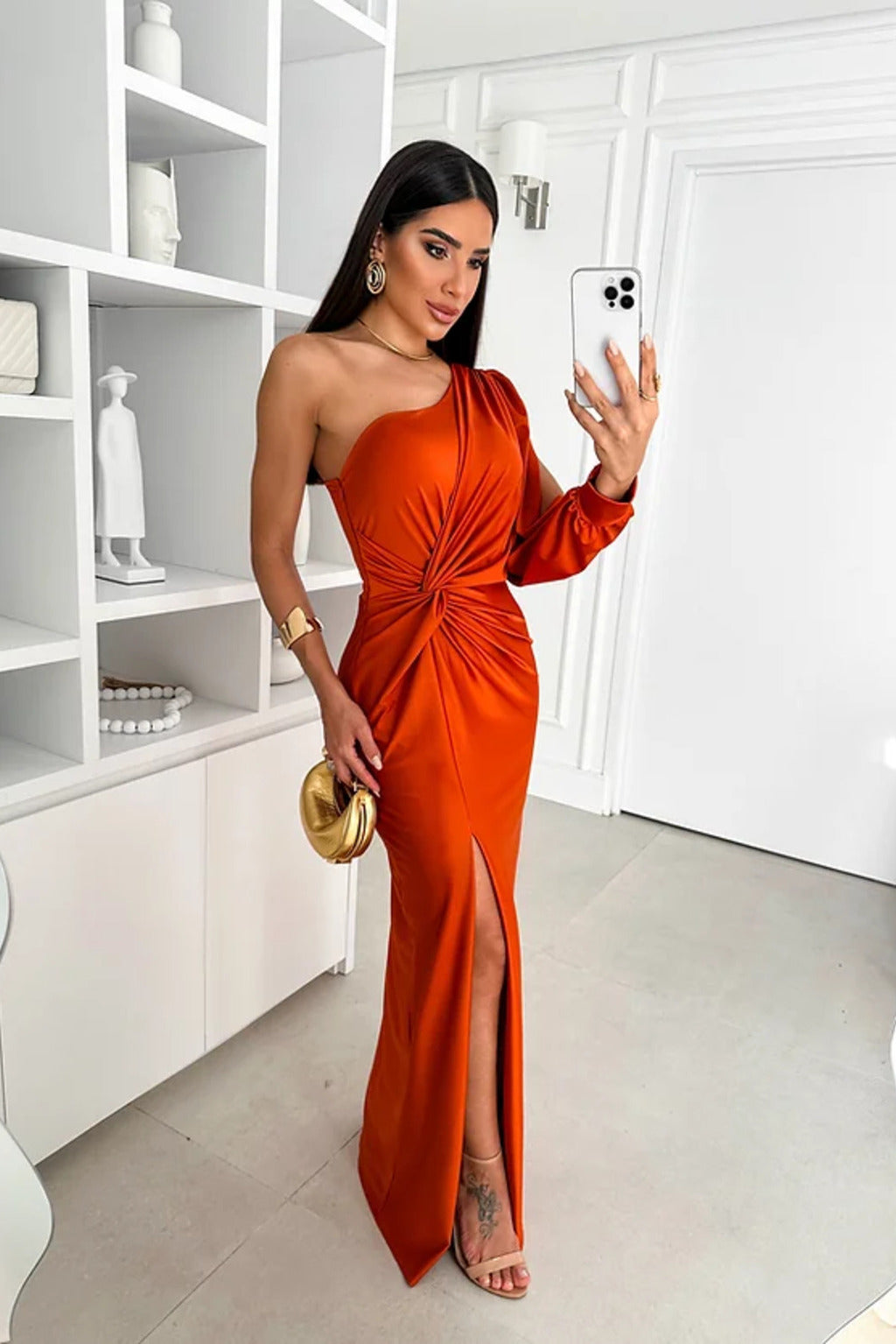 Araceli | Vestito in raso a manica unica
