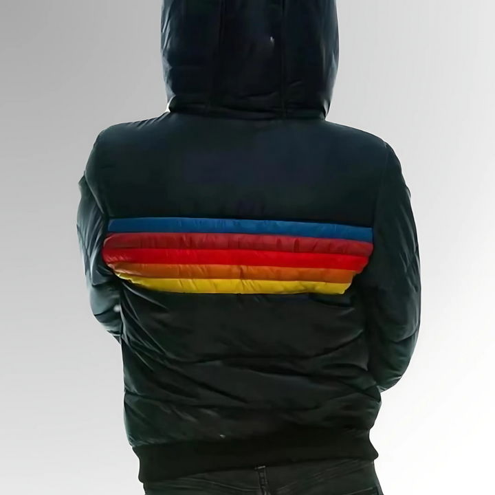 Tessa | Giacca con cerniera e strisce arcobaleno