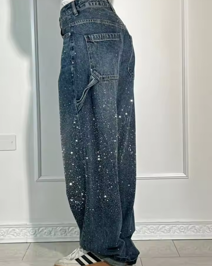Mila | Jeans in denim ornati di frammenti scintillanti