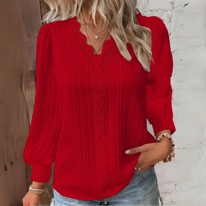 Melinda | Camicetta in mousseline con dettagli in pizzo
