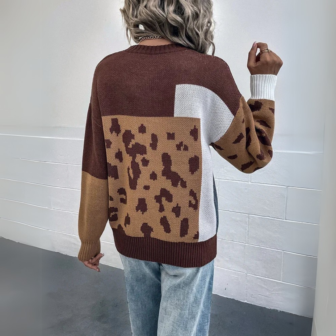 Sara | felpa con cappuccio vintage in patchwork leopardato