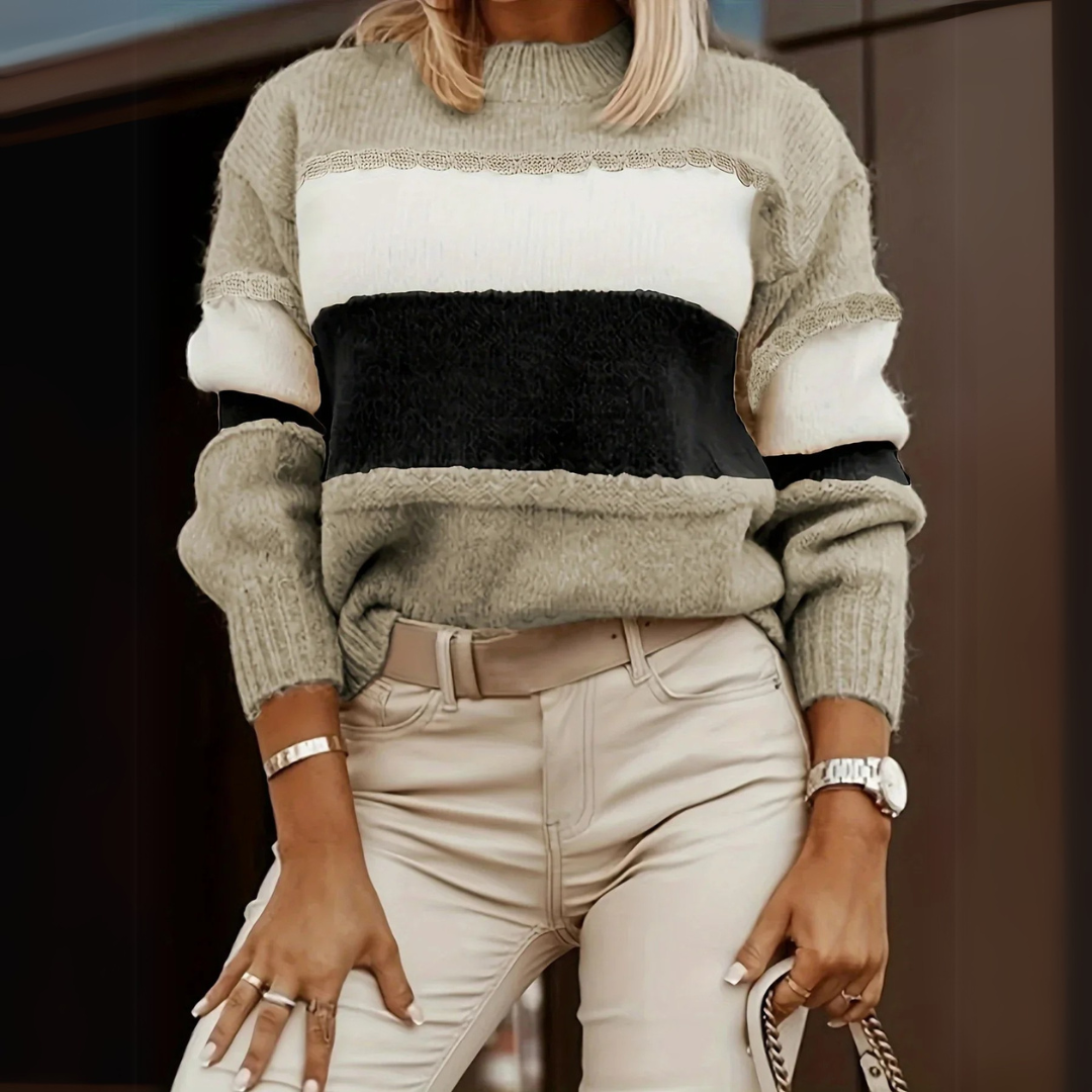 Angela | Felpa a righe a contrasto, casual