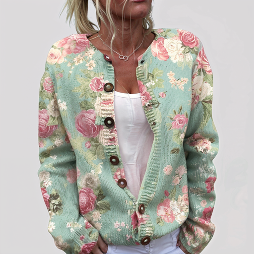 Teresa | Giacca in maglia con motivo floreale