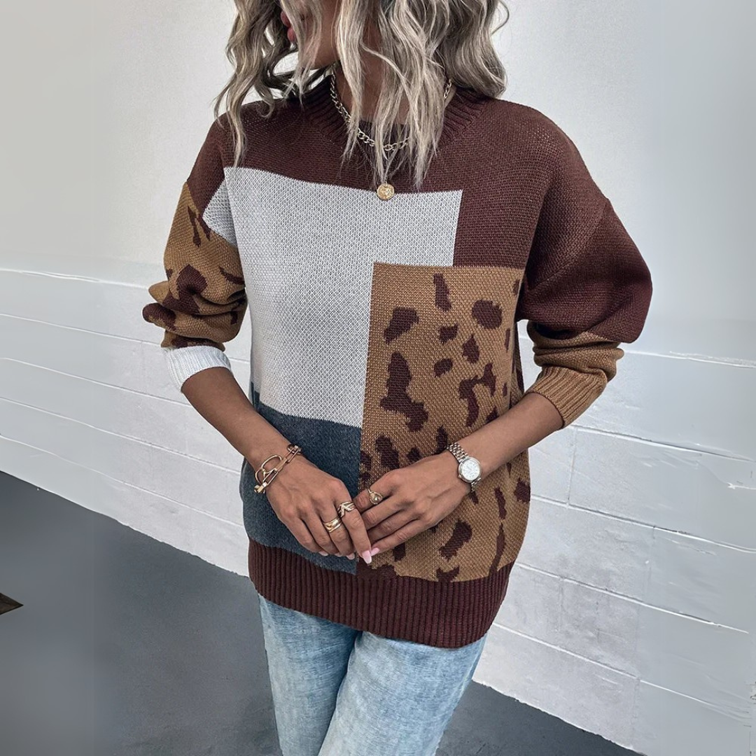 Sara | felpa con cappuccio vintage in patchwork leopardato