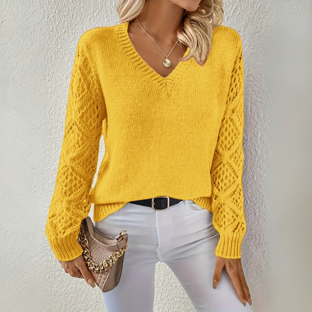 Adriana | Maglione in maglia casual con scollo a V
