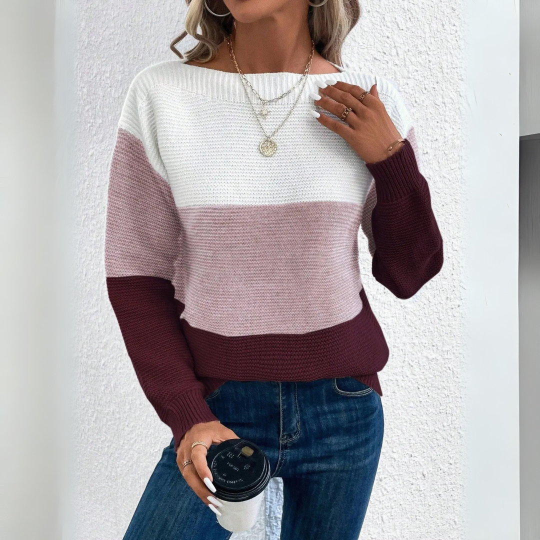 Lourdes | Maglione elegante con patchwork tricolore