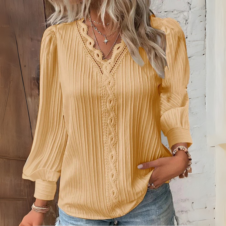 Melinda | Camicetta in mousseline con dettagli in pizzo