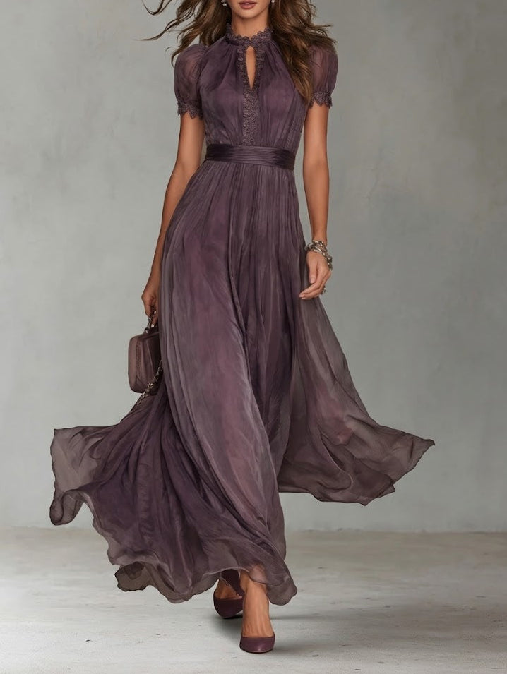 Flavia | Abito lungo viola con scollo a goccia