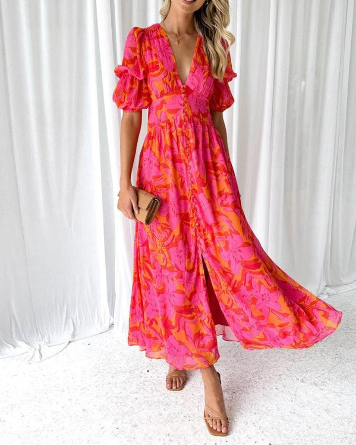 Alessandra | Maxi vestito rosso-rosa