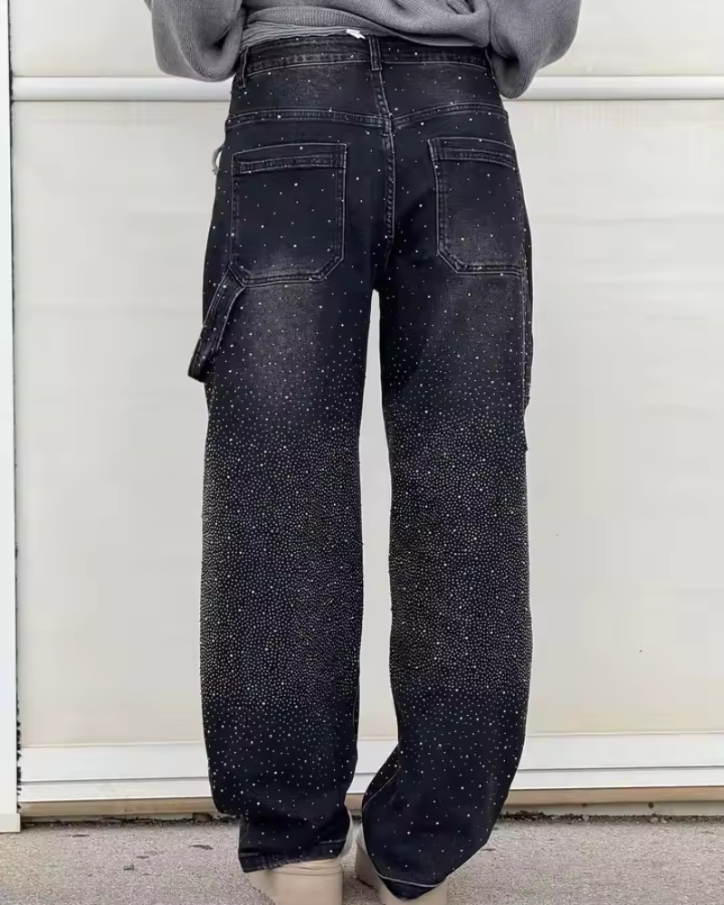 Mila | Jeans in denim ornati di frammenti scintillanti