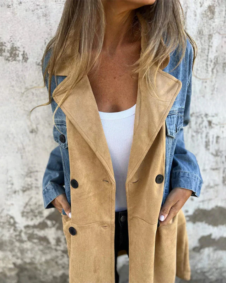 Sara | Cappotto in denim e cammello