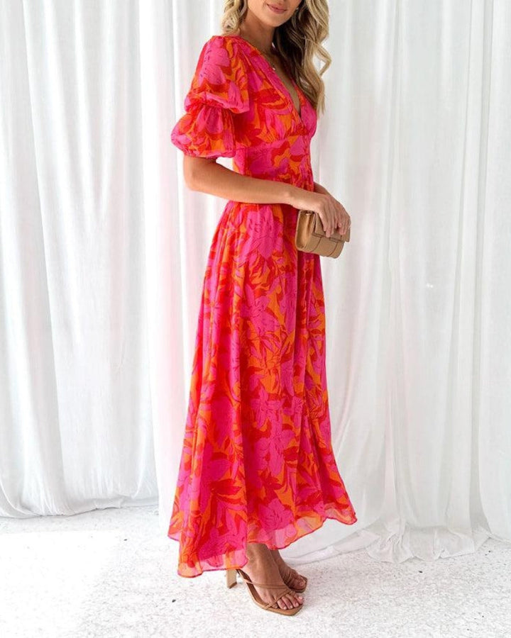 Alessandra | Maxi vestito rosso-rosa